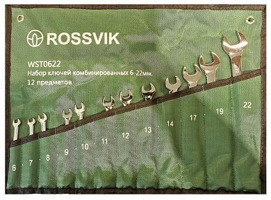 WST0622 Набор ключей комбинированных ROSSVIK 6-22мм, 12шт